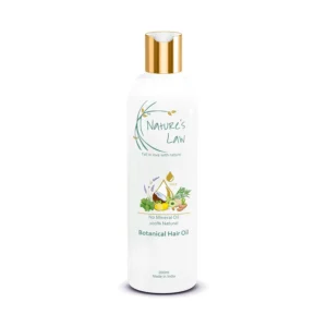 Botanical Hair Oil 200ml bottle with golden cap – 100% natural, mineral oil free