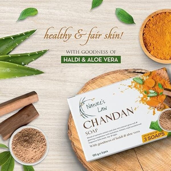 Sandalwood Turmeric Aloe Vera Bath Soap | Pack of 3 | 375g - Image 2